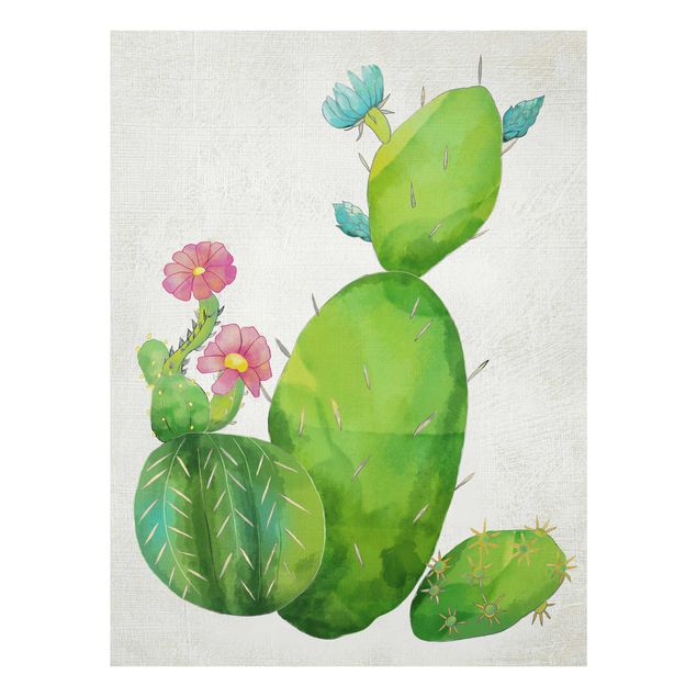 Wanddeko Büro Kaktusfamilie rosa türkis