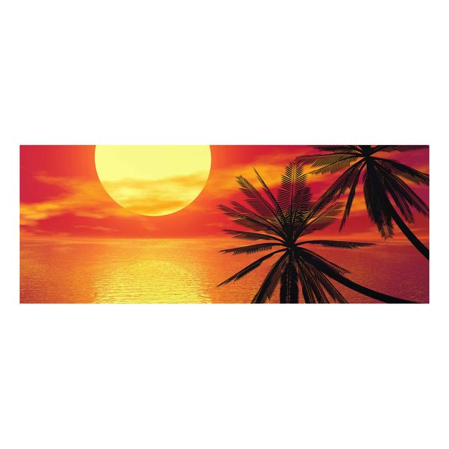 Glasbilder Karibik Karibischer Sonnenuntergang