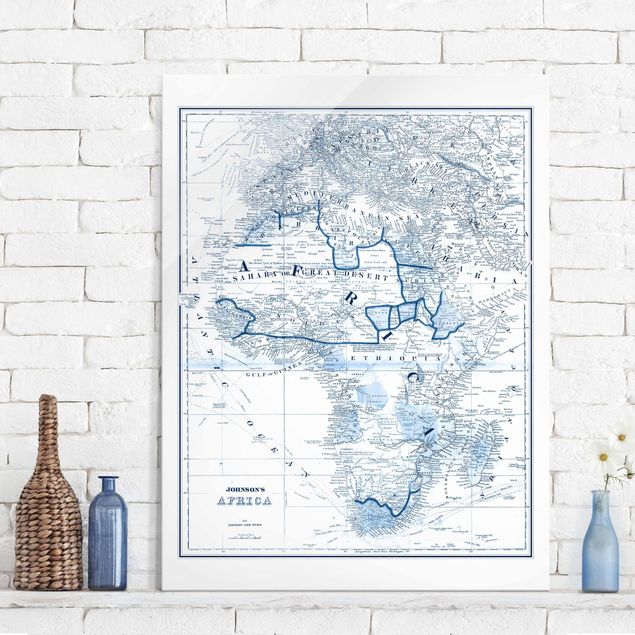 Wanddeko blau Karte in Blautönen - Afrika