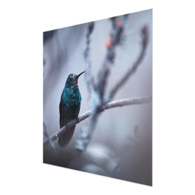 Wanddeko über Sofa Kolibri im Winter