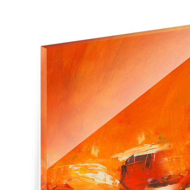 Wanddeko über Bett Petra Schüßler - Komposition in Orange
