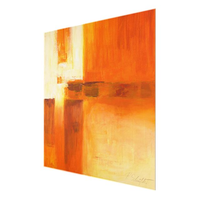 Wanddeko über Sofa Petra Schüßler - Komposition in Orange und Braun 01