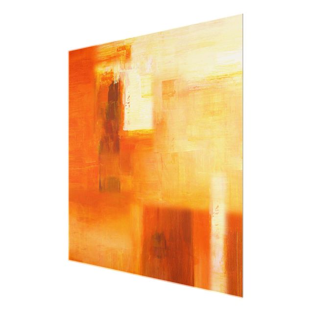 Wanddeko Treppenhaus Petra Schüßler - Komposition in Orange und Braun 02