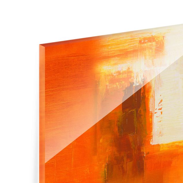 Wanddeko über Sofa Petra Schüßler - Komposition in Orange und Braun 02