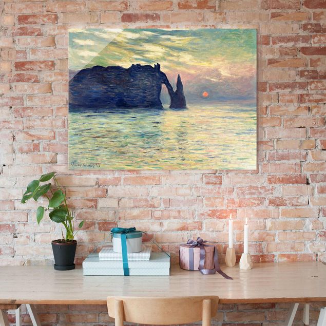 Impressionismus Bilder kaufen Claude Monet - Felsen Sonnenuntergang
