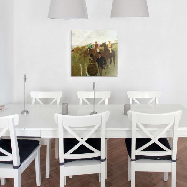 Wanddeko Wohnzimmer Edgar Degas - Jockeys auf Rennbahn