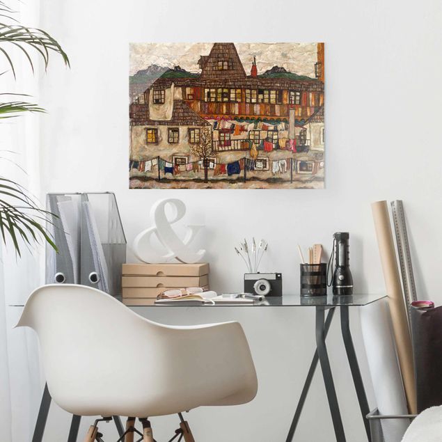 Wanddeko Flur Egon Schiele - Häuser mit trocknender Wäsche