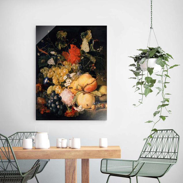 Wanddeko Esszimmer Jan van Huysum - Früchte Blumen und Insekten