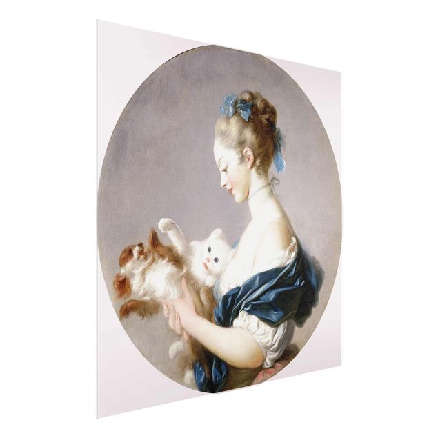 Wandbilder Hunde Jean Honoré Fragonard - Mädchen mit Hund