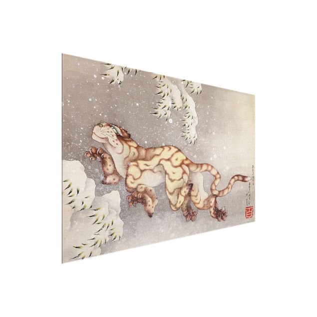 Wanddeko Esszimmer Katsushika Hokusai - Tiger in Schneesturm
