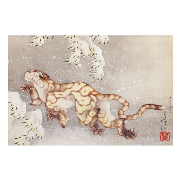 Wanddeko Büro Katsushika Hokusai - Tiger in Schneesturm