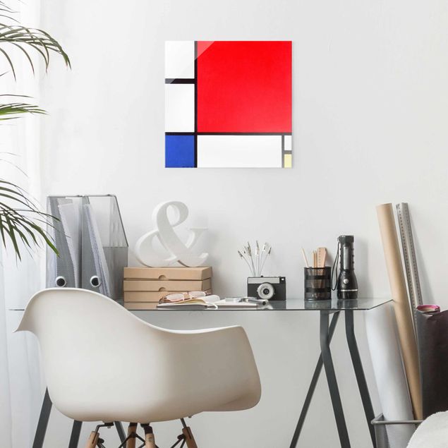 Wanddeko Wohnzimmer Piet Mondrian - Komposition Rot Blau Gelb