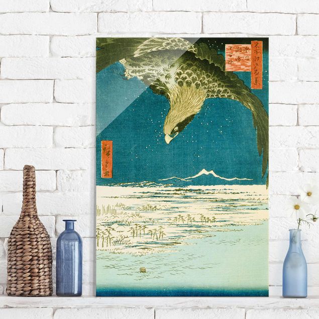 Wanddeko blau Utagawa Hiroshige - Die Hunderttausend-Tsubo-Ebene