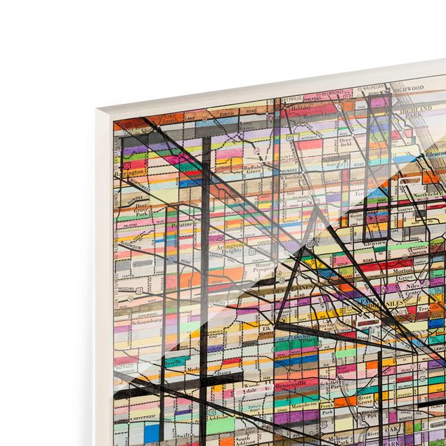 Wanddeko Treppenhaus Moderne Karte von Chicago