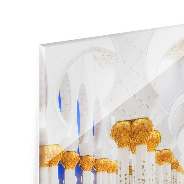 Wanddeko über Bett Moschee in Gold