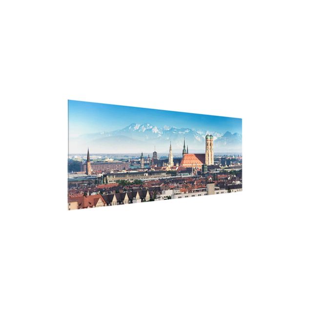 Glasbild - München - Panorama Quer