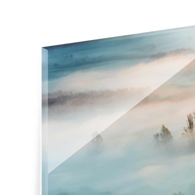 Wanddeko über Sofa Nebel bei Sonnenaufgang