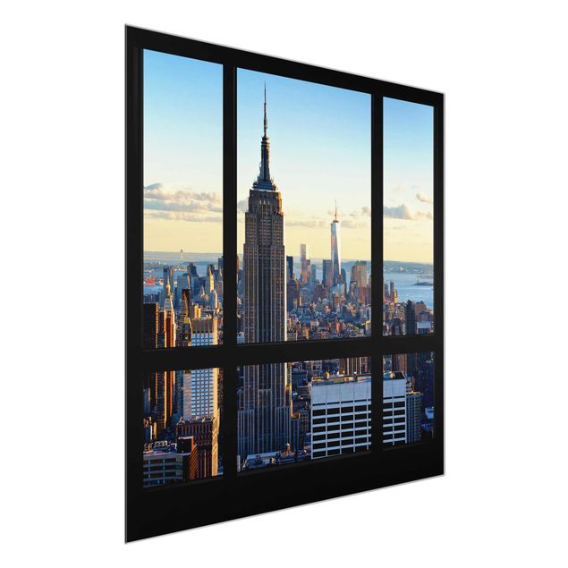 Wanddeko Flur New York Fensterblick auf Empire State Building