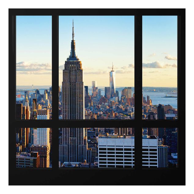 Wanddeko Esszimmer New York Fensterblick auf Empire State Building