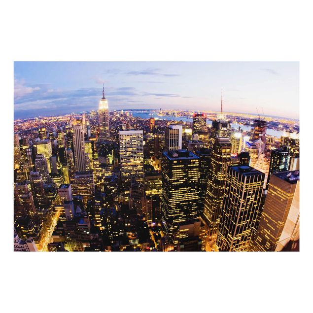 Wanddeko Esszimmer New York Skyline bei Nacht
