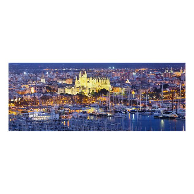 Wanddeko Treppenhaus Palma de Mallorca City Skyline und Hafen