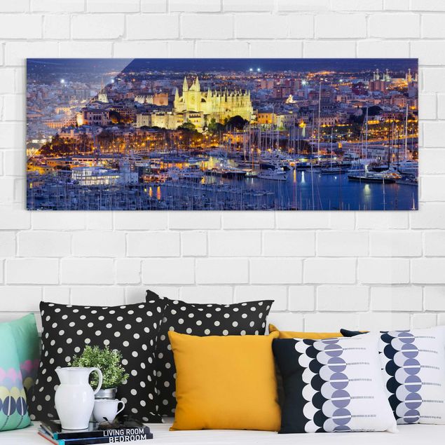 Wanddeko Schlafzimmer Palma de Mallorca City Skyline und Hafen