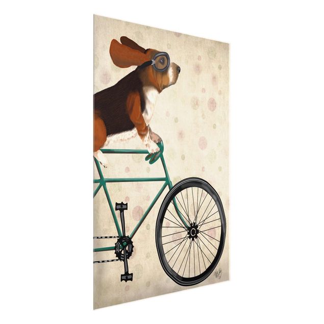Wanddeko Esszimmer Radtour - Basset auf Fahrrad
