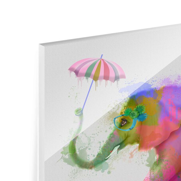 Wanddeko Tiere Regenbogen Splash Elefant