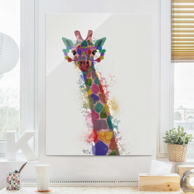 Wanddeko bunt Regenbogen Splash Giraffe