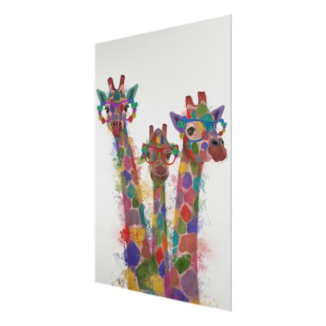 Wanddeko Jungenzimmer Regenbogen Splash Giraffen-Trio