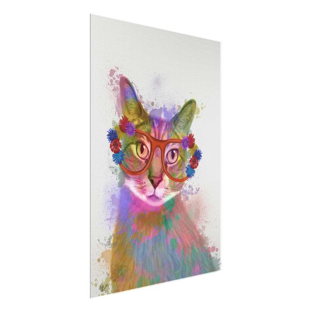 Wanddeko Mädchenzimmer Regenbogen Splash Katze