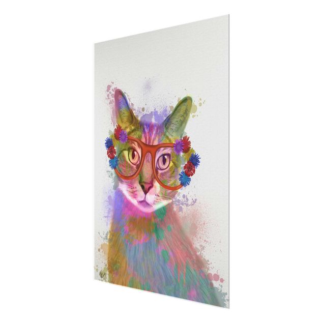 Deko Tiere Regenbogen Splash Katze