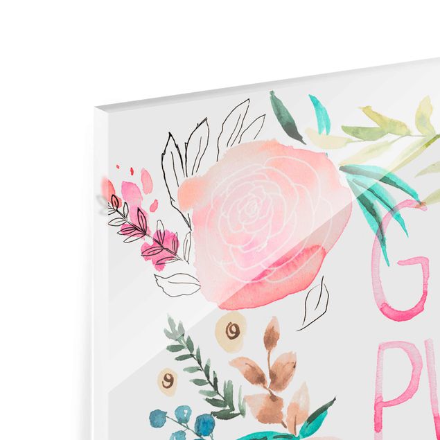 Wanddeko über Bett Rosa Blüten - Girl Power