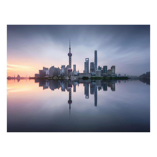 Wanddeko Esszimmer Shanghai Skyline Morgenstimmung