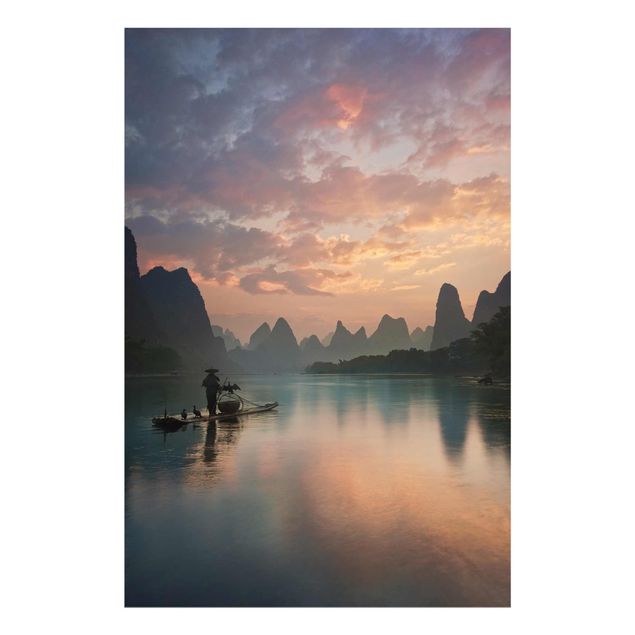 Wanddeko Esszimmer Sonnenaufgang über chinesischem Fluss