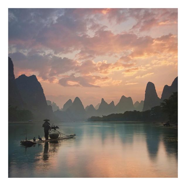 Wanddeko pastell Sonnenaufgang über chinesischem Fluss
