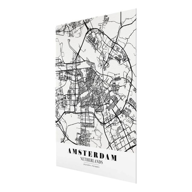 Wanddeko Treppenhaus Stadtplan Amsterdam - Klassik