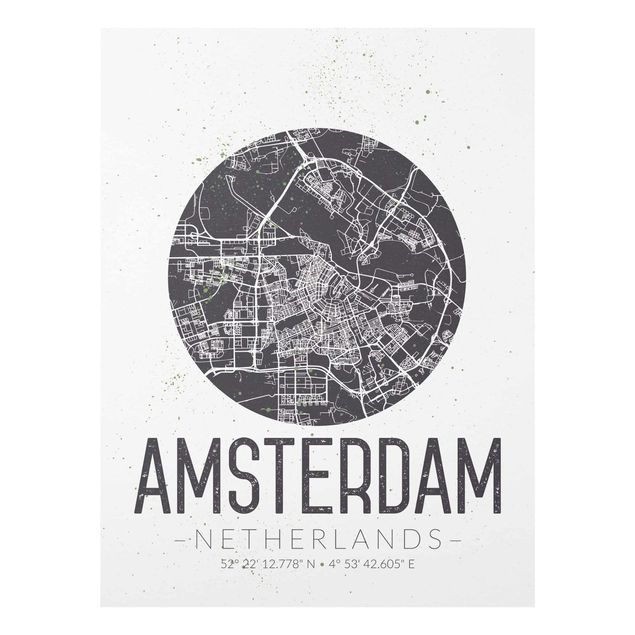 Wanddeko Büro Stadtplan Amsterdam - Retro