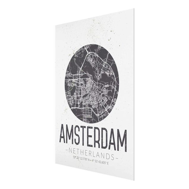 Wanddeko Jugendzimmer Stadtplan Amsterdam - Retro