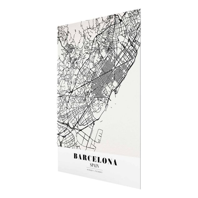 Wanddeko Treppenhaus Stadtplan Barcelona - Klassik