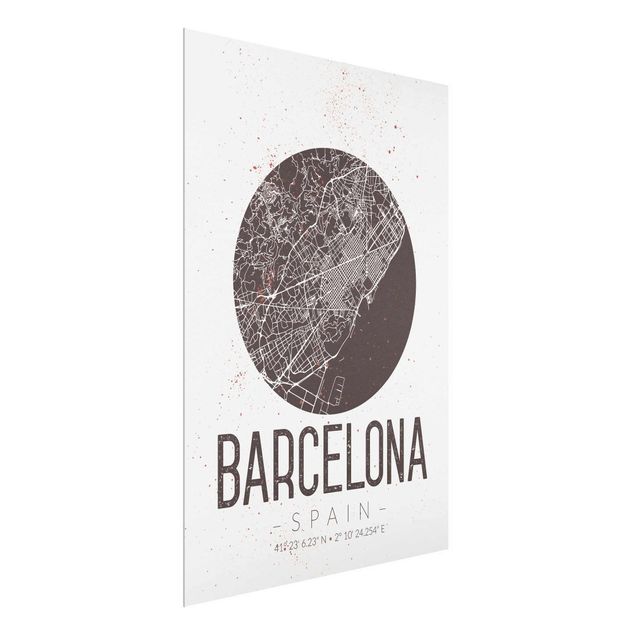 Wanddeko Esszimmer Stadtplan Barcelona - Retro