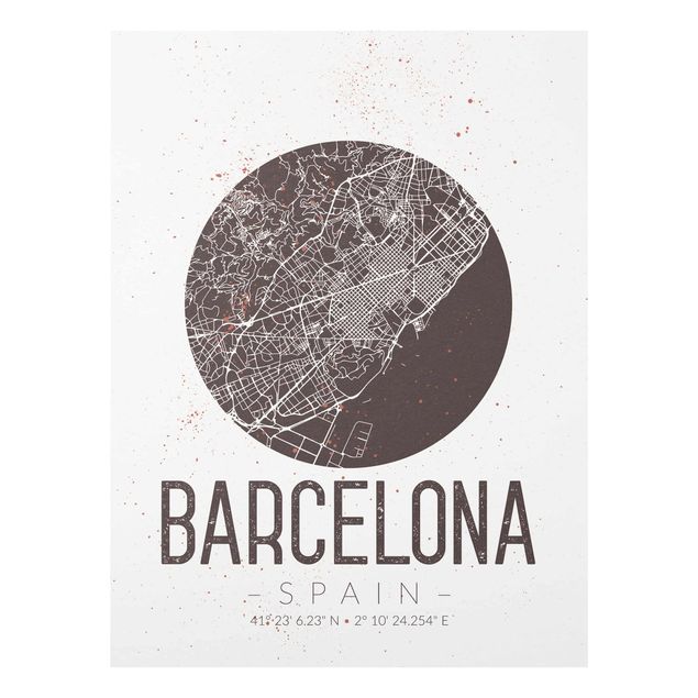 Wanddeko Büro Stadtplan Barcelona - Retro