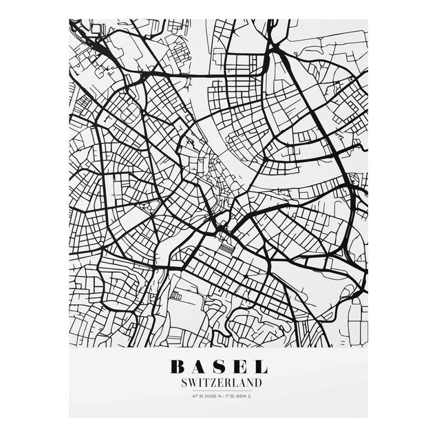 Wanddeko Jugendzimmer Stadtplan Basel - Klassik