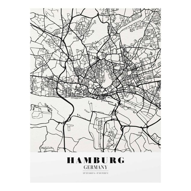Wanddeko Jugendzimmer Stadtplan Hamburg - Klassik