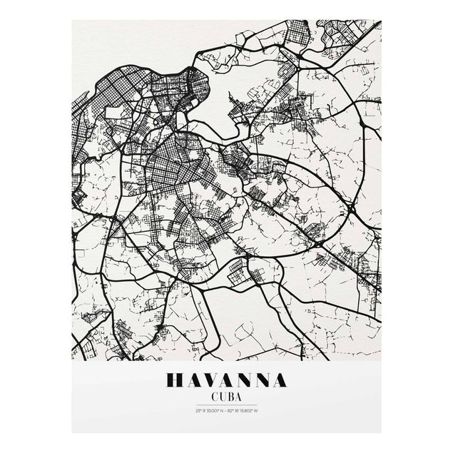 Wanddeko Jugendzimmer Stadtplan Havanna - Klassik