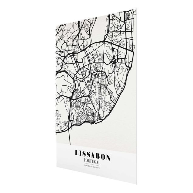 Wanddeko Treppenhaus Stadtplan Lissabon - Klassik