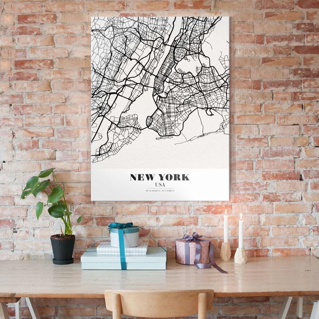 Wandbilder New York Stadtplan New York - Klassik
