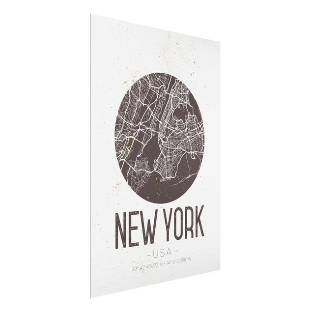 Wanddeko Flur Stadtplan New York - Retro
