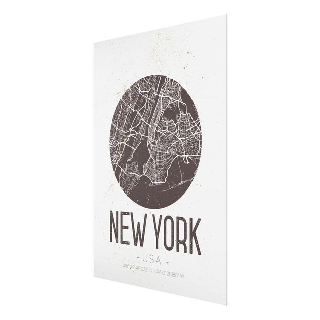 Wanddeko Büro Stadtplan New York - Retro