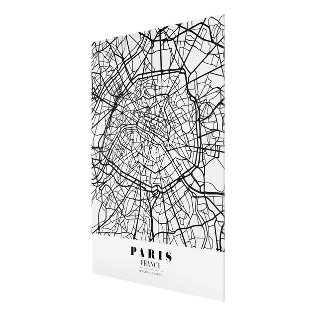 Wanddeko Jugendzimmer Stadtplan Paris - Klassik